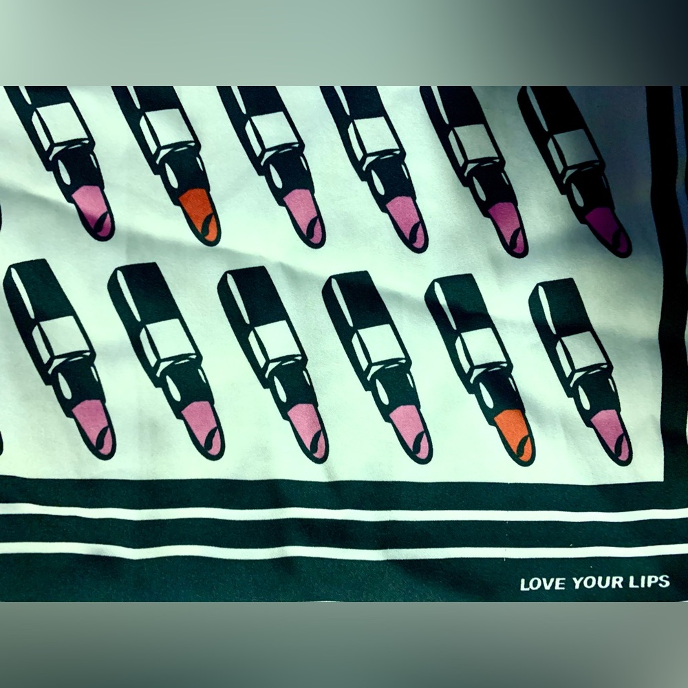 Pop Art Lipstick Pattern Faux Silk Scarf.